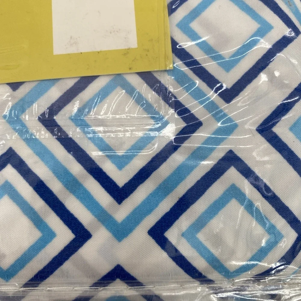 Trina Turk Sheet Set FULL White Blue Sonia Geo Diamond Geometric Colorful Modern